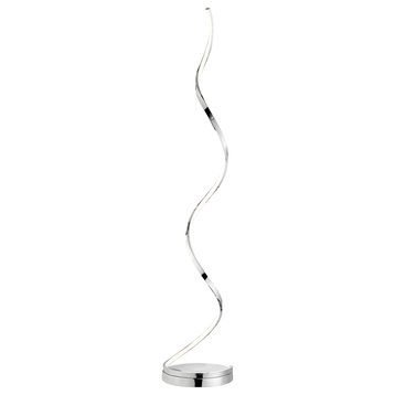 Modern Spiral Dimmable Integrated Led Floor Lamp, Chrome