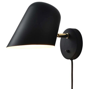 Culver Wall Sconce -Matte Black, plug-in, On/Off Switch