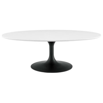 Modway Lippa 48" Oval-Shaped Wood Top and Metal Coffee Table in Black/White