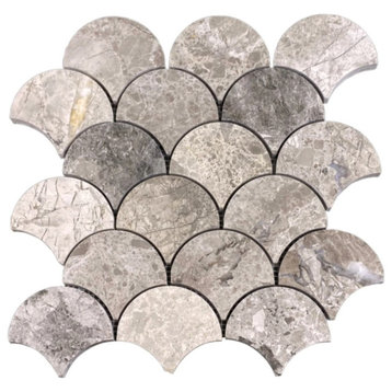 Silver Shadow Marble Laguna on 12" x 12" Mesh Mosaic Tile  (10 sqft per box)