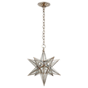 Moravian Medium Star Lantern in Burnished Silver Leaf with Antique Mirror
