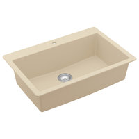Karran QT-812 Top Mount 33" Large Single Bowl Quartz Kitchen Sink, Bisque