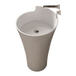 ADM Bathroom Design - ADM Circular Freestanding Pedestal Sink, White, 21" - Bathroom Sinks