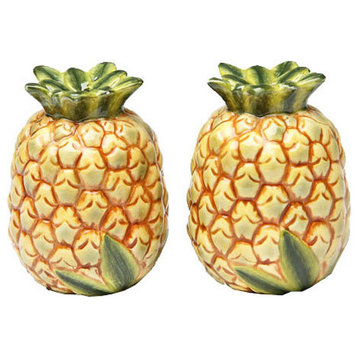 Tropical Yellow Pineapples Salt and Pepper Shakers Set