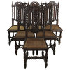 Consigned Antique Dining Chairs French Hunting Renaissance Set 6 Oak Wood