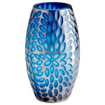 Cyan Design - Large Katara Vase - Spend some time finding patterns in the seemingly random oval accents featured on this large glass vase. A beautiful dose of color for any living space, the vase offers a rich, deep hue of blue.