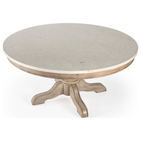 Danielle Genuine Marble Coffee Table, Light Brown