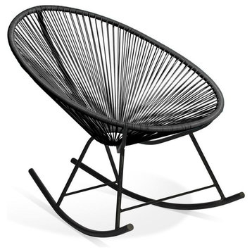 Acapulco Rocking Indoor/Outdoor Lounge Chair,  Black Weave on Black Frame