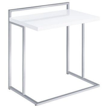 Coaster Dani Rectangular Modern Metal Snack Table in Chrome/Gloss White