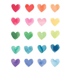 Watercolor Rainbow Hearts Art Print by Poppy Loves to Groove - Prints And Posters