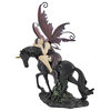 Sleeping Purple Winged Fairy on Black Unicorn Statue