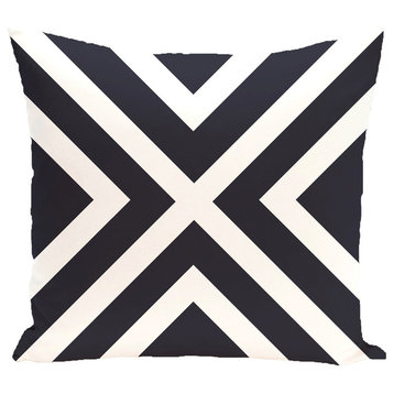 "x" Marks The Spot Stripes Print Outdoor Pillow, Bewitching, 18"x18"