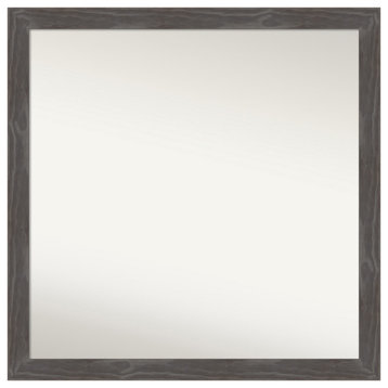 Woodridge Rustic Grey Non-Beveled Wood Bathroom Mirror 29x29"
