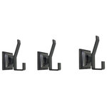 ARISTA Bath Products - Leonard Wall Mounted Robe Hooks, Set of 3, Oil-Rubbed Bronze - The 3-pack robe hooks will add a sharp and modern design to any room in your home or office. Built from durable metal to ensure strength and longevity. Double hook will help keep your space organized. Concealed mounting hardware is included to assist in a quick and clean installation.