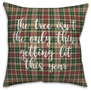 I've Been Good(ish) All Year, Tartan Plaid 18x18 Throw Pillow Cover