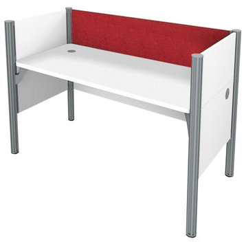 Pro-Biz Simple Workstation, White With Red Tack Board
