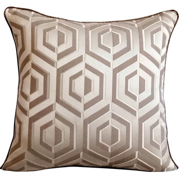 Gray Decorative Pillow Covers 22"x22" Silk, Future Trellis
