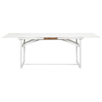 Pangea Home Dean 30x87" Modern Aluminum Dining Table in White Finish