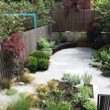 Modern Garden with Curved Corten Border