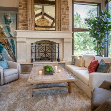 Sugar Land Transitional Chateau With Relaxed Rustic Charm Living Room