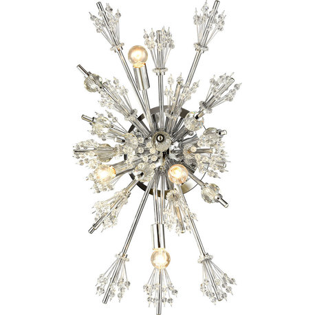 Starburst 4 Light Wall Sconce, Polished Chrome