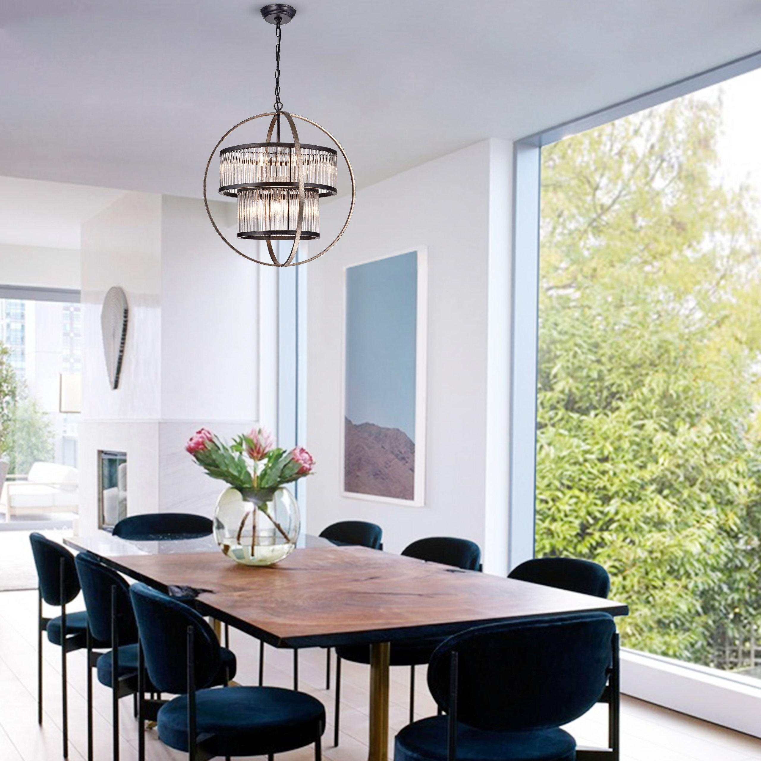 Regulus 8-Light Black Globe Chandelier - Transitional - Chandeliers ...