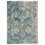Trans Ocean - Liora Manne Marina Kashan Indoor/Outdoor Rug Blue 7'10"x9'10" - Ornate, floral motifs and decorative border are masterfully showcased in this Kashan rug. The natural, earthy color palette emphasizes a detailed traditional pattern beautifully enhanced by subtle distressing. An old-world charm design made simple, in primary shades of blue and gray accented with dark blue and ivory this flat area rug is a stylish addition to any space inside or outside your home.Made in Egypt from 100% polypropylene, the Marina Collection is Power Loomed to create intricate designs with a broad color spectrum and a high-quality finish. The material is flatwoven, low profile, weather resistant, UV stabilized for enhanced fade resistance, durable and ideal for those high traffic areas such as your patio, sunroom, kitchen, entryway, hallway, living room and bedroom making this the ideal indoor or outdoor rug. Detailed patterns are offered in an eclectic mix of styles ranging from tropical, coastal, geometric, contemporary and traditional designs; making these perfect accent rugs for your home. Limiting exposure to rain, moisture and direct sun will prolong rug life.