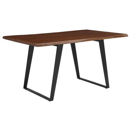 Astound 60" Live Edge Acacia Wood Dining Table, Black Walnut