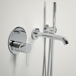 LUSSO LUXE WALL MOUNTED BATH TAP WITH VALVE AND HANDHELD SHOWER KIT CHROME - Products