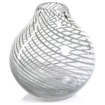 Chantilly Green Swirl Glass Bud Vase, Onion