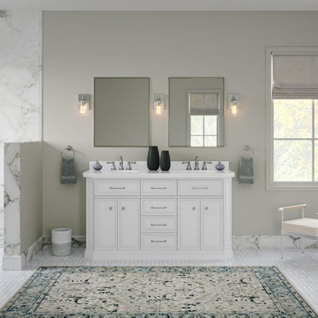 Palace Bathroom Vanity, Double Sink, 60", Pure White