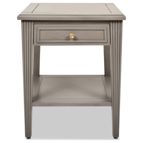 Dauphin 20" 1-Drawer Side Table, Grey Cashmere