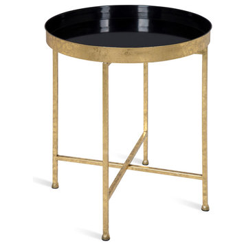 Celia Round Metal Side Table, Gold Black