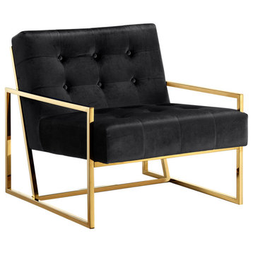 Pierre Velvet Upholstered Accent Chair, Black