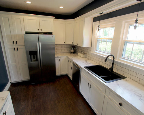 White Kitchen with Marble Look Laminate Countertop ~ Akron, OH - White Kitchen with Marble Look Laminate Countertop ~ Akron, OH - Kitchen  Cabinetry