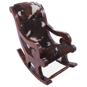 Hair-On Cowhide Wooden Handcrafted Rocking Chair RC107-FC