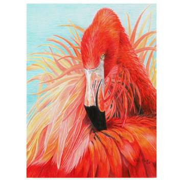 Carla Kurt 'Red Flamingo On Blue' Canvas Art