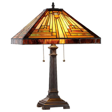 INNES Tiffany-style 2 Light Mission Table Lamp 16inches Shade