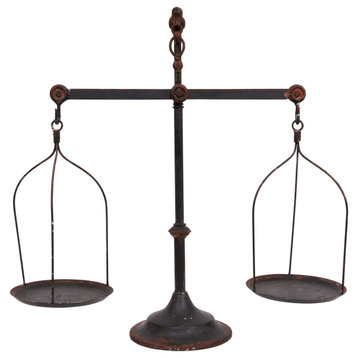 Decorative Antique Iron Balance Scale With Bird, Black