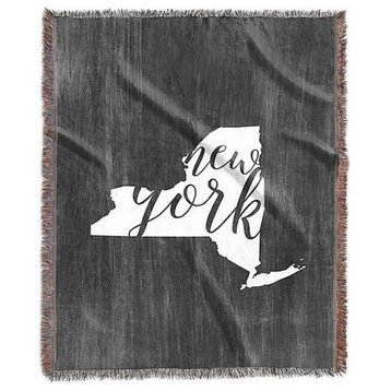 "Home State Typography, New York" Woven Blanket 60"x80"