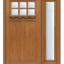 Prehung Sidelite Door 80 Fiberglass Craftsman 6 Lite SDL Glass - Front Doors