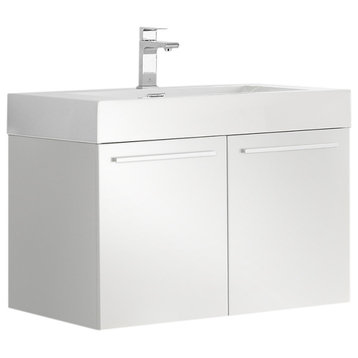 Fresca Vista 30" White Wall Hung Cabinet With Integrated Sink