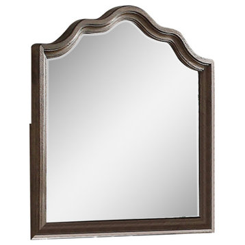 Distressed Grey Finish Beveled Wall Mirror