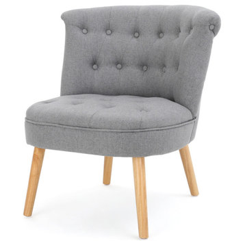 GDF Studio Donna Plush Modern Tufted Accent Chair, Gray