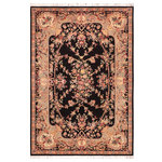 Bareens Designer Rugs - Gujranwala Pak Persian Fumiko Black/Taupe Wool Rug - 6'0'' x 9'0'' - Designed with mesmerizing intricacy and gorgeous color palette, this hand-knotted masterpiece demonstrates the beauty and electrifying thrill of Pak Persian art. These meticulously hand-knotted Pak-Persian rug is made with pure wool and features breathtaking traditional, transitional, and tribal designs in bold luxurious color pallets. Known for their intricate designs these rugs are a reproduction of Persian rugs, made in Pakistan with unique Mughal designs. Made by master weavers using the same Persian texture, design and dying technique, we wanted to produce the most significant manifestation of Persian art, life, and culture. This rug is most famous for its exceptional quality, incredible designs, patterns, and vibrant rich color. Pak-Persian rugs made with Persian weave with high knot counts, which enables the high intricacy and detail found in the patterns are also referred to as "State of art", each color adds a rich beautiful detail in the artwork of this rug. The design, color, and beautiful chromatic composition with a vibrant sheen with intricate designs, exude beauty, elegance, and quality make this rug a masterpiece of its own.