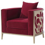 Tijoris Home Inc - Bernice Burgundy and Gold Accent Chair - Our Bernice Burgundy Performance Velvet and Gold Accent Chair will be the statement piece in any room and will add a dramatic look to your space.