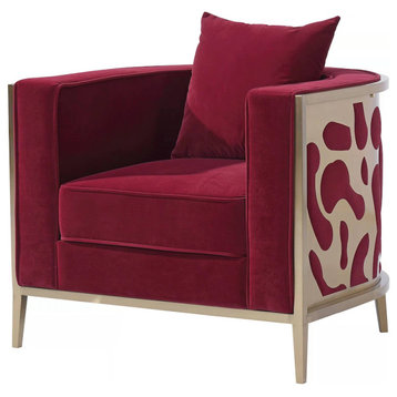 Bernice Burgundy and Gold Accent Chair