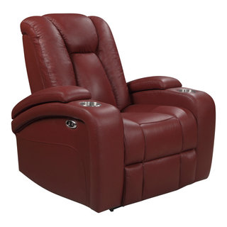 Montague Dual Power Headrest and Lumbar Support Recliner Chair in Genuine  Brown Leather