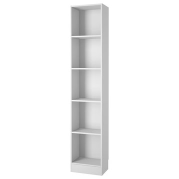 Basic Tall Narrow 5 Shelf Bookcase - White
