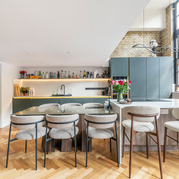 Victorian Schoolhouse Duplex with Crittall Windows and Oak Herringbone windows